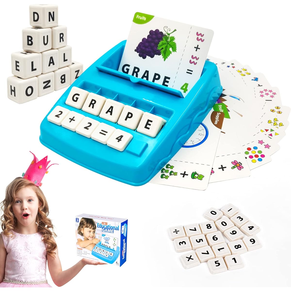 Matching Letter Game for Kids 2 in 1 Educational Toys Alphabet Spelling & Reading Numbers and Color Recognition Flash Cards Learning Toys Gifts for Preschool/Kindergarten/Boys/Girls Ages 3 4 5 6 7 8