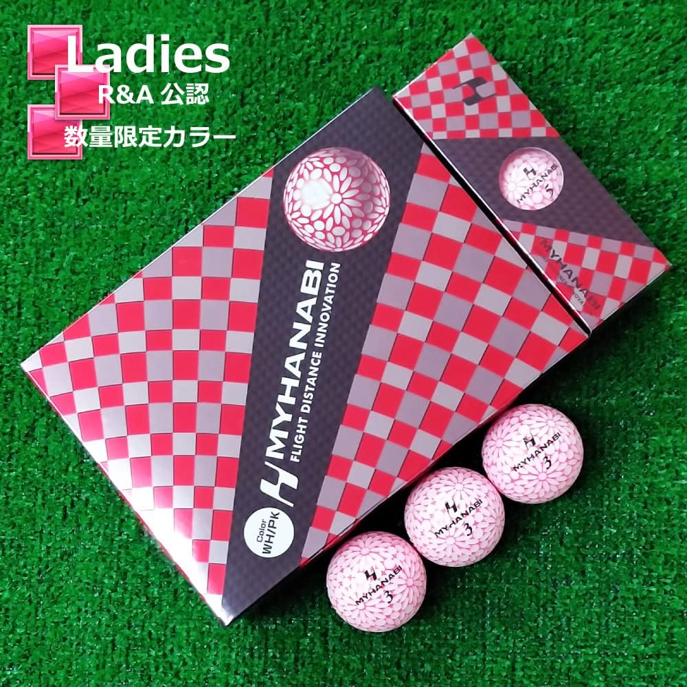 MYHANABI H Golf Ball White Pink 1 Dozen Ladies