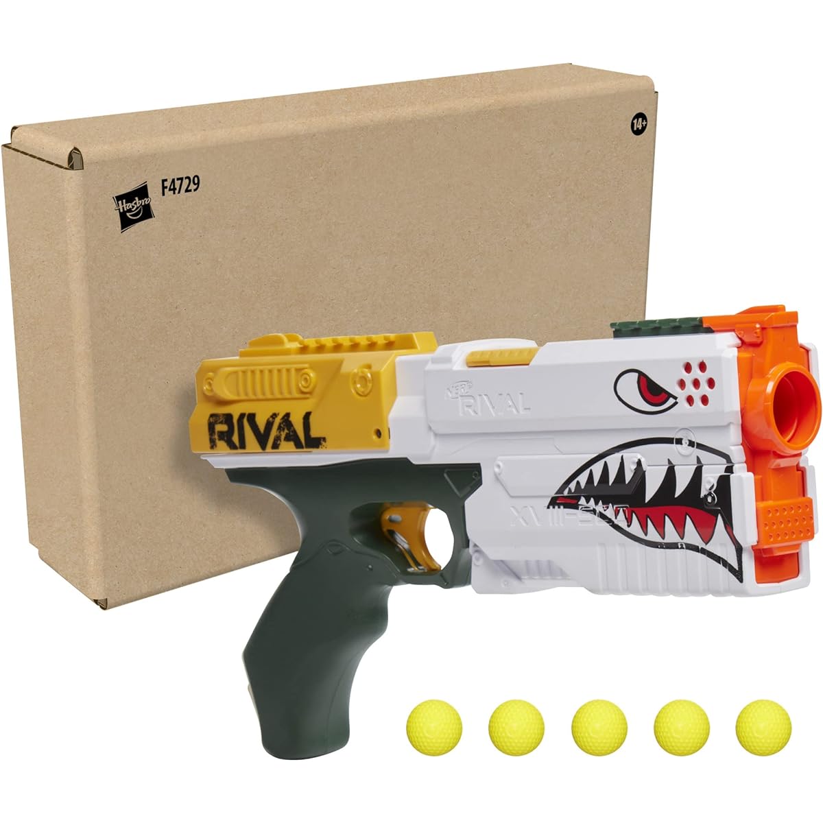 NERF Rival Kronos XVIII-500 Blaster Breach Loaded 5 Rival Rounds Spring Action 90FPS Velocity White Color Design ( Exclusive)