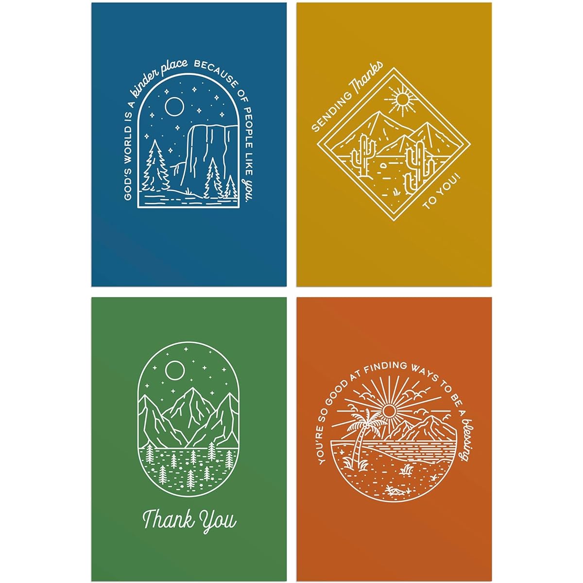 DaySpring - God's World is a Kinder Place - Thank You - 4 Assorted Designs with NIV Bible - Box of 12 Thank You Cards & Envelopes