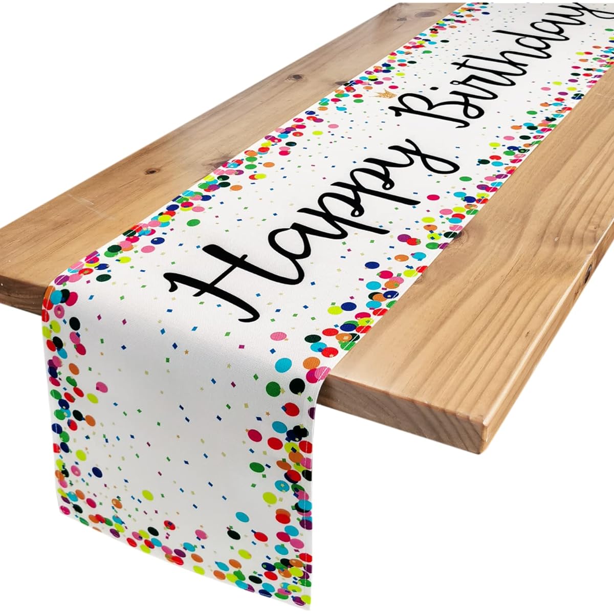 Letjolt Happy Birthday Table Runner White Table Decorations for Birthday Party Celebration, 108 Inch, White