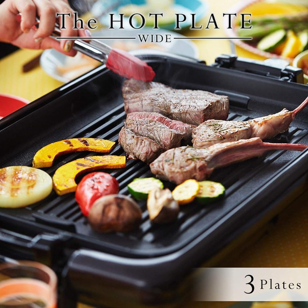 Tiger Thermos (TIGER) Hot Plate Set of 3 Flat Takoyaki Yakiniku with Lid Brown CRV-A300-T