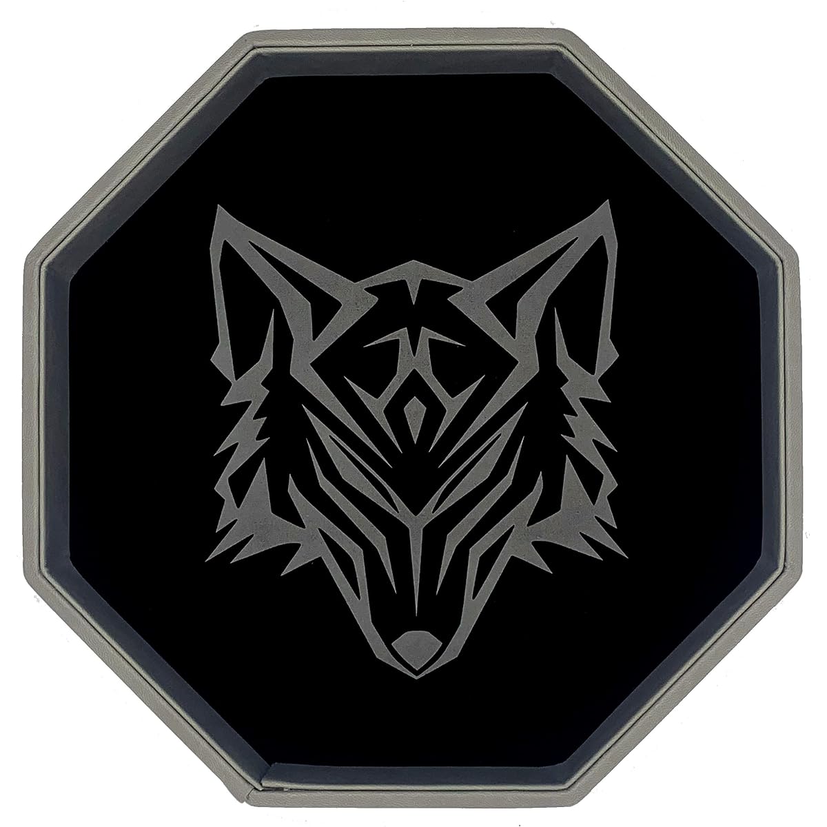 Luck Lab 11.5" Dice Tray - Black and Grey - Large Octagonal Dice Tray with Luxury Rolling Area for RPG Tabletop Games Like D&D - Wolf Design