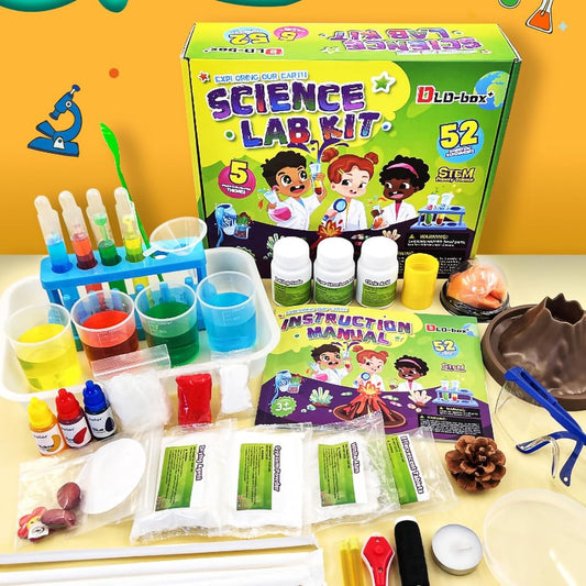 5 in 1 Science Lab Kit for 4-6 Years Old Kids 52 Step Science Experiment Toys for Girls & Boys Geological Exploration Plants Magic Crystals Climate Secrets Undersea World