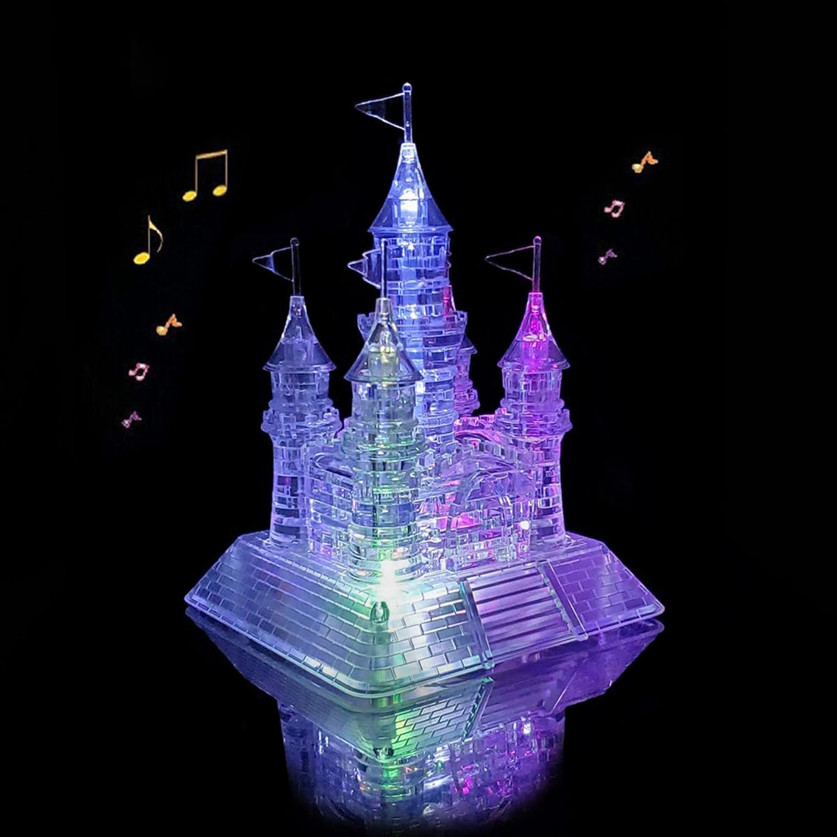 Coolplay 20 Songs Musical 3D Crystal Castle Puzzle for Adults Brain Teaser with Light Up Base 105 Pieces