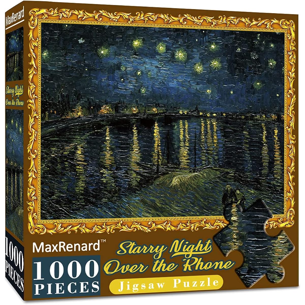 MaxRenard Games 1000 Piece Jigsaw Puzzle Fine Art Collection Toy Van Gogh Starry Night Over the Rhône