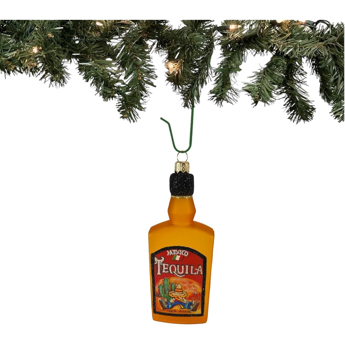 Mexican Tequila Bottle Polish Blown Glass Christmas Ornament Tree Decoration