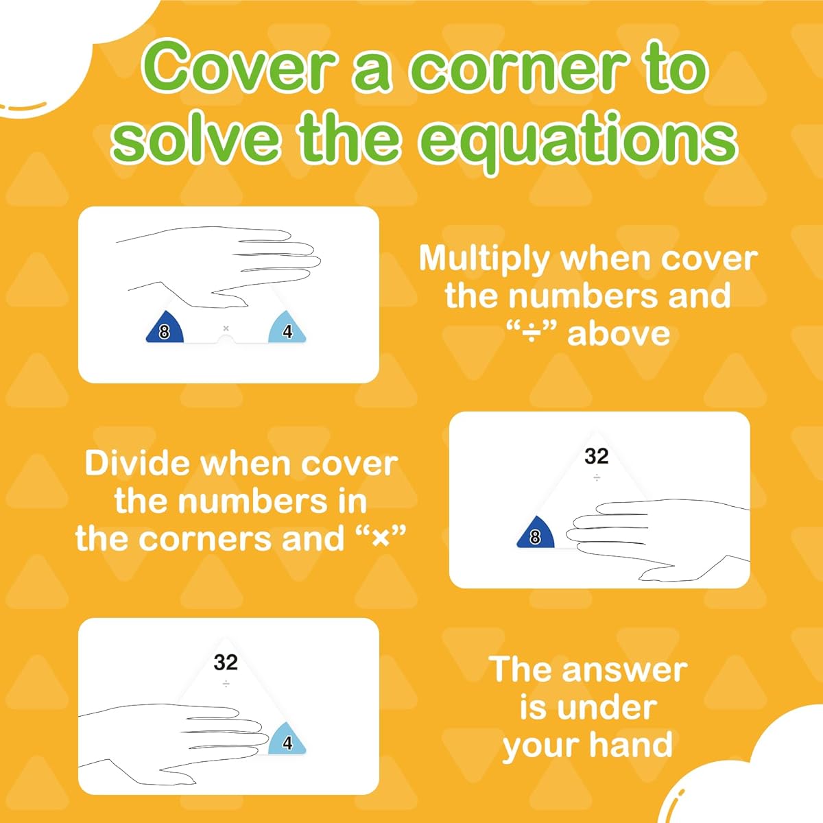 Edulok Multiplication and Division Flash Cards 0-12, Triangle Math Flash Cards with Times Table Chart Math Manipulations Flash Cards for Kids Lessons Homeschool 3rd Grade 4 Years Old 5th Grade 6th Grade