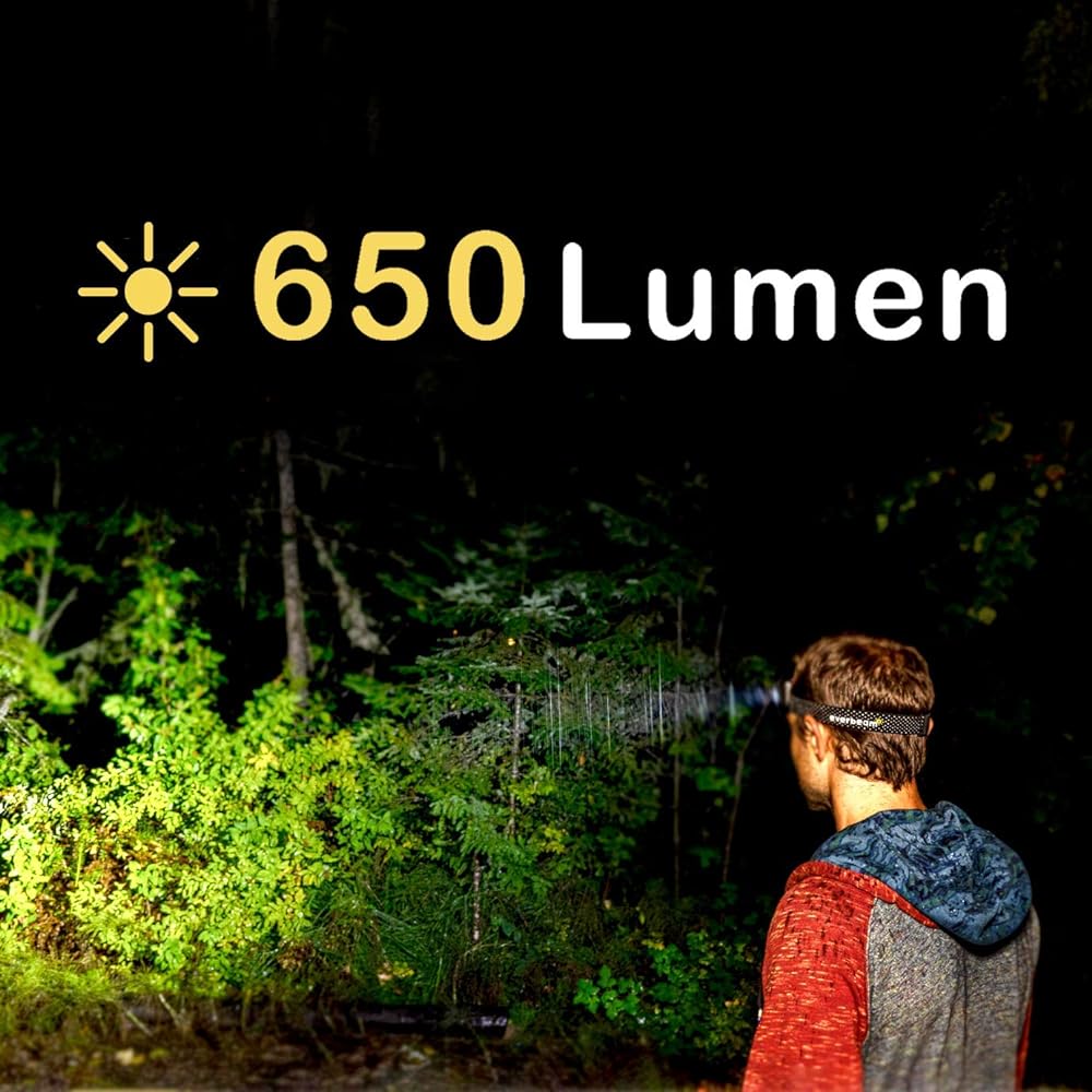 Everbeam H6 Pro LED Rechargeable Headlamp, Motion Sensor Control, 650 Lumens Brightness 1200mAh Battery USB Headlight Flashlight, Waterproof Torch for Camping, Hiking, Fishing