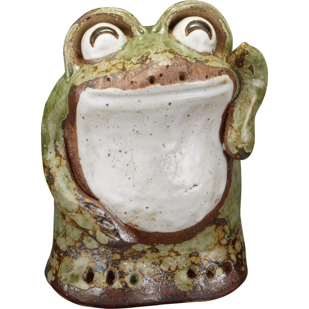 Shigaraki ware ornament with small frog (small) width 19 x depth 21 x height 13 cm 553-05