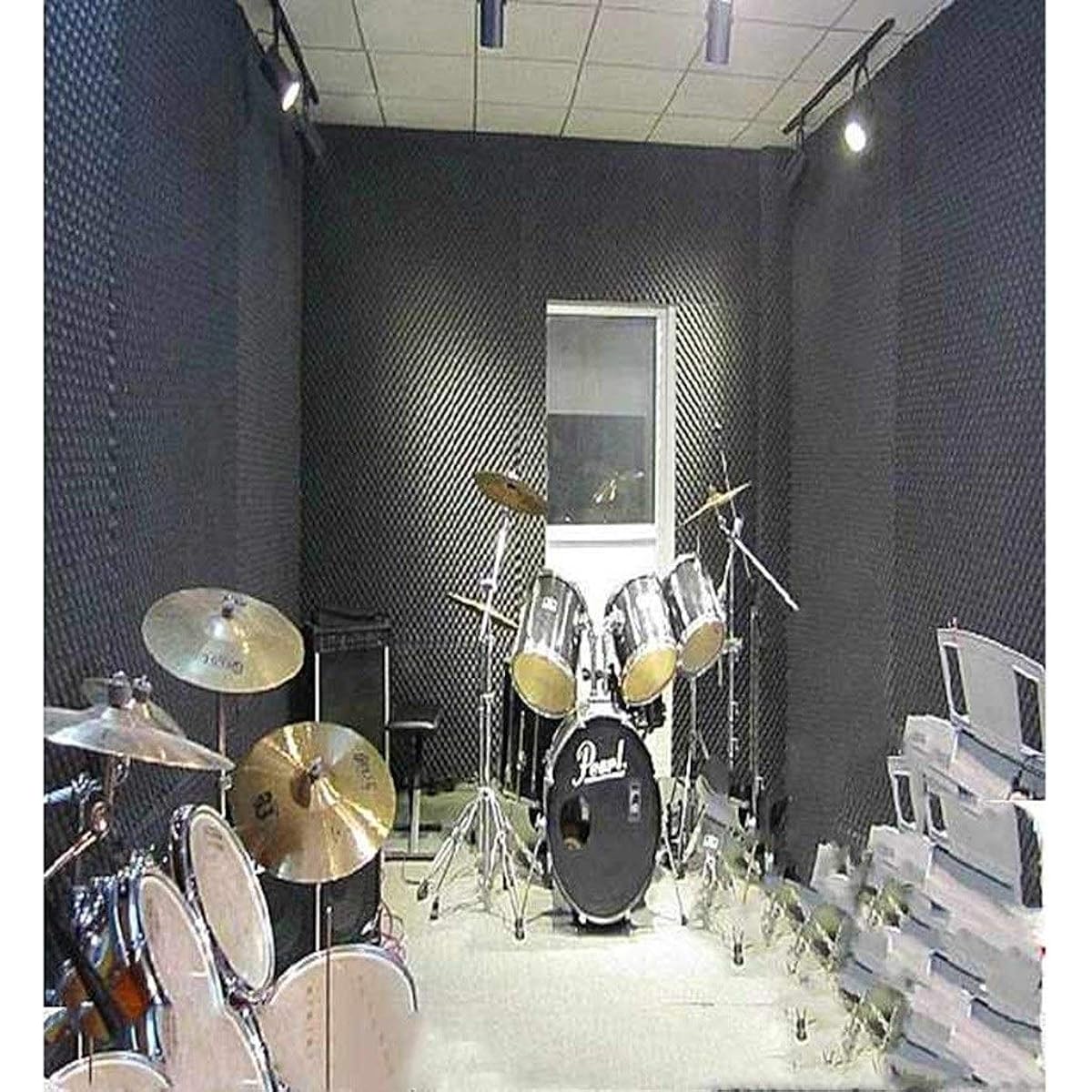 Noise control drum room sound absorbing cotton self adhesive easy to install soundproof cotton noise control flame retardant acoustic panel household goods (black 3CM) (blue 3CM)