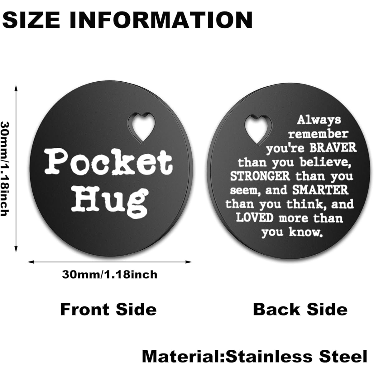 Double Sided Pocket Hug Token Always Remember You are Braver Than You Believe Token Thinking of You Love Gift Inspirational Gift Long Distance Relationship Gift