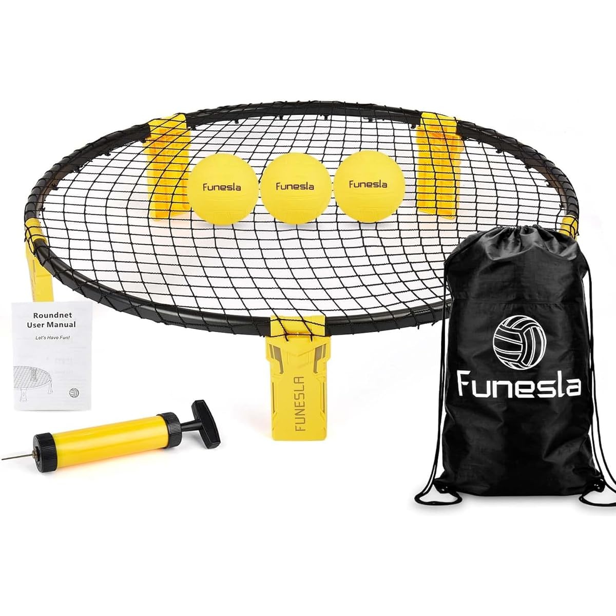 Funesla Round Net Game Set with Carry Bag for Outdoor/Indoor/Lawn/Beach/Backyard/Park 3 Balls 1 Net
