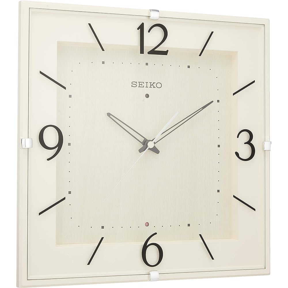 Seiko Clock Wall Clock Natural Radio Analog Square Ivory Wood Grain Pattern KX398A