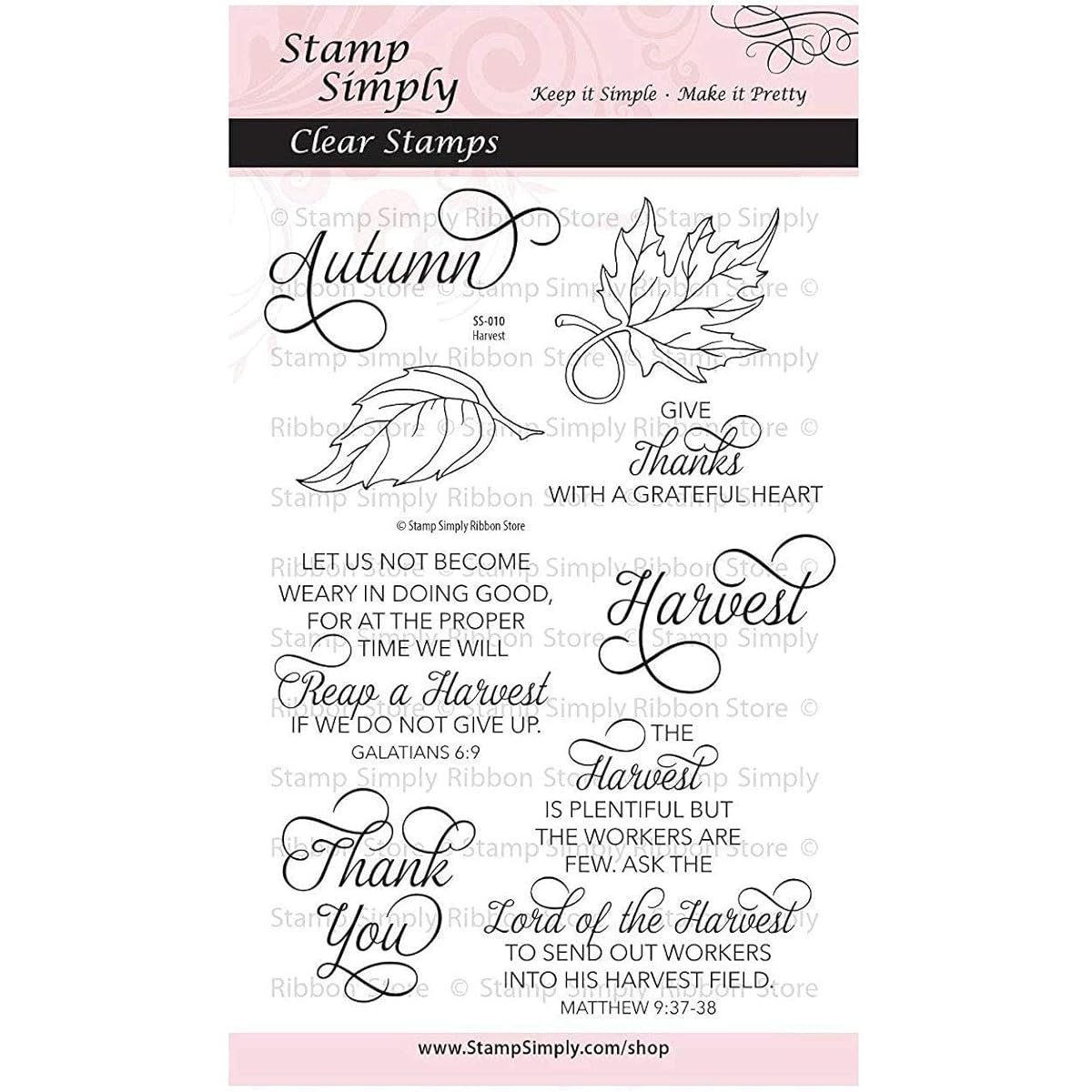 Stamp Simply Clear Stamps Harvest Thanksgiving Fall Christian Religious 4 x 6 Inch Sheet - 8 Stamps