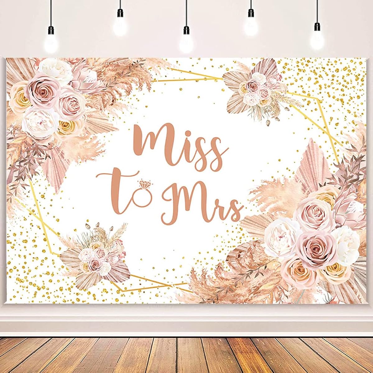 AIBIIN Miss to Mrs Bridal Shower Backdrop Boho Chic Pink Flower Bridal Shower Decoration Backdrop Bride to Be Engagement Pink Pampas Grass Wedding Backdrop Banner Vinyl 7x5ft