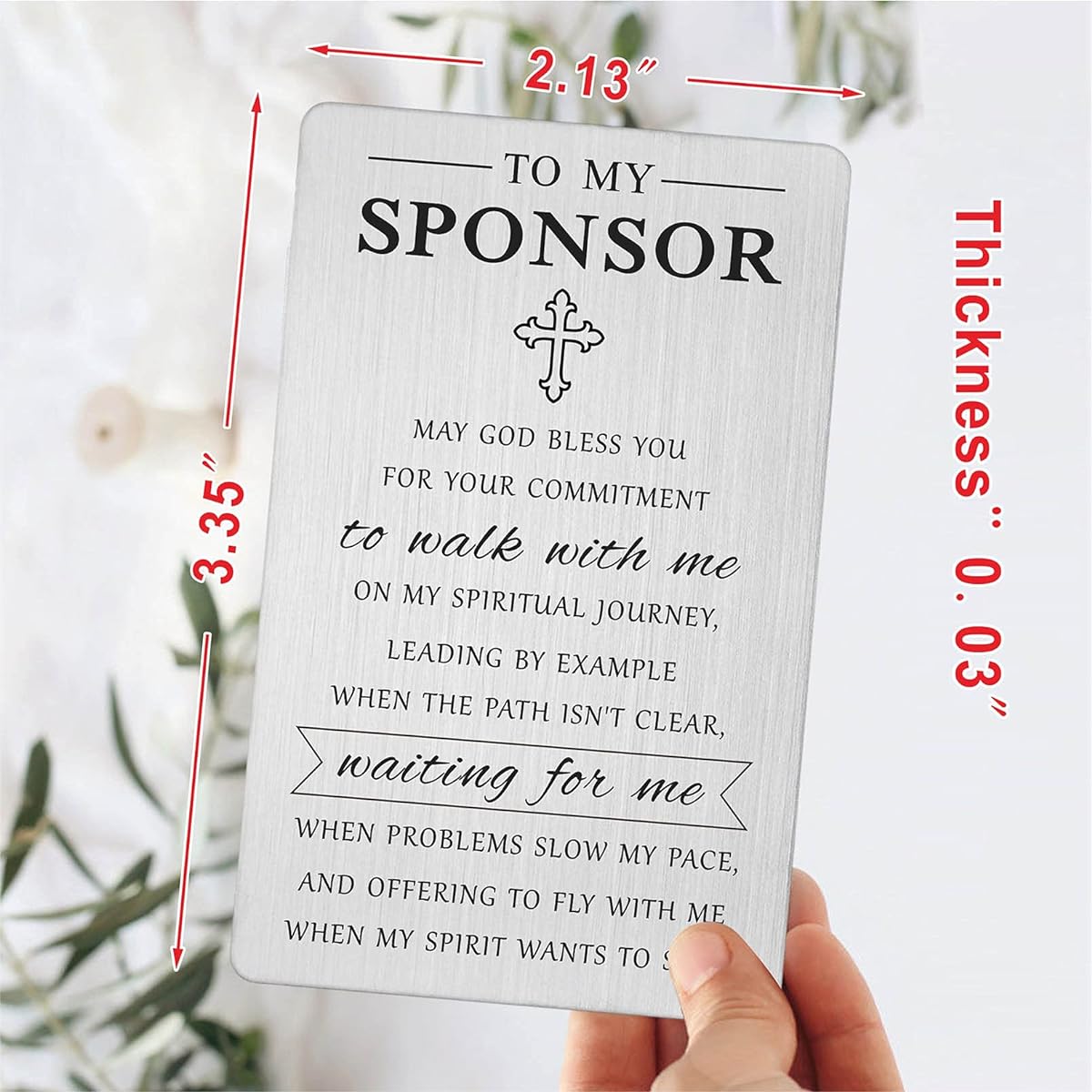 Laluminter Confirmation Sponsor Gifts - May God Bless You Sponsor Engraved Wallet Card for Women and Men - Thank You Card to My Sponsor, Silver, S