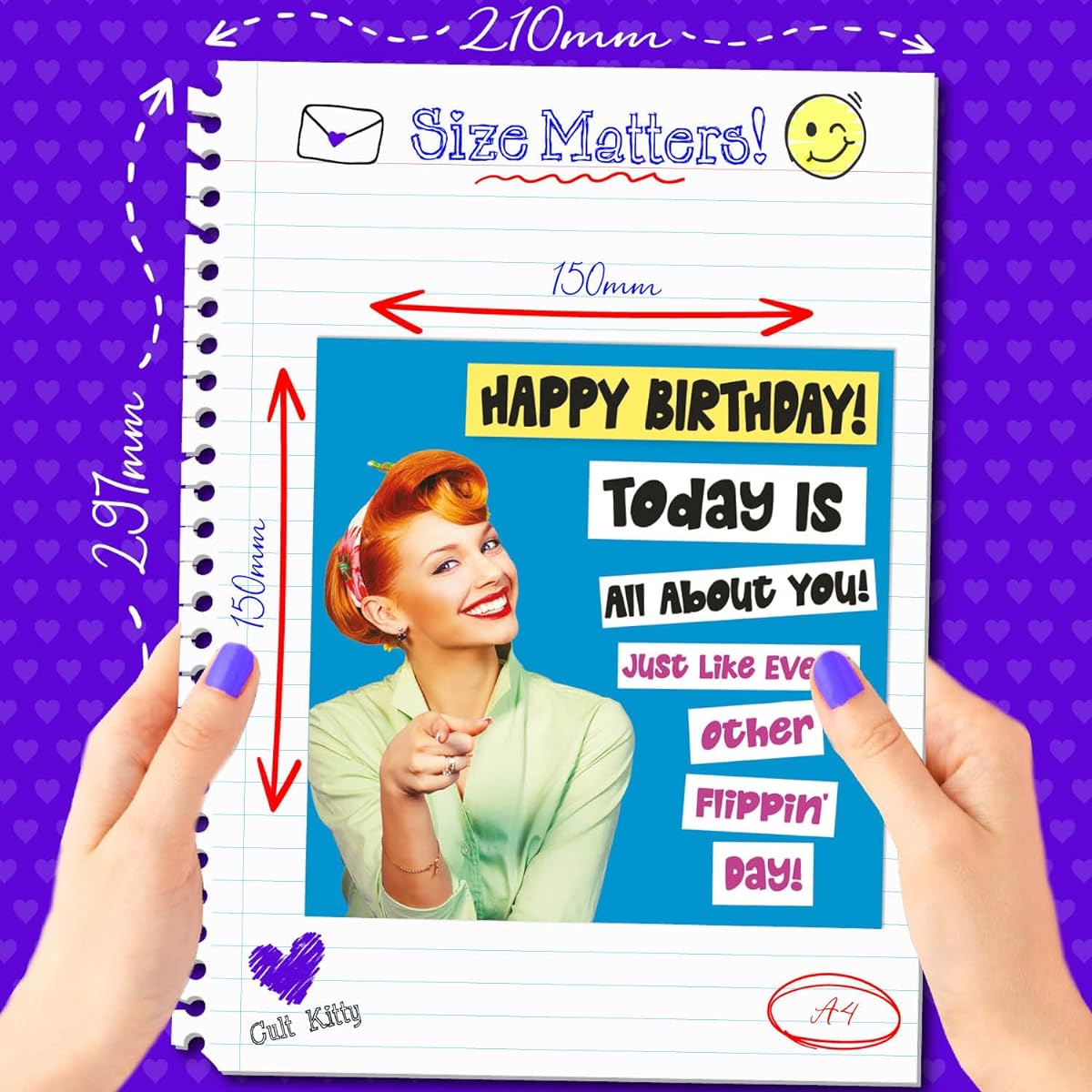 Cult Kitty - All About You Female - Rude Happy Birthday Cards for Him - Funny Birthday Cards for Her - Insulting Birthday Cards for Men - Funny Birthday Cards for Women - Birthday Cards Adults - Joke Cards