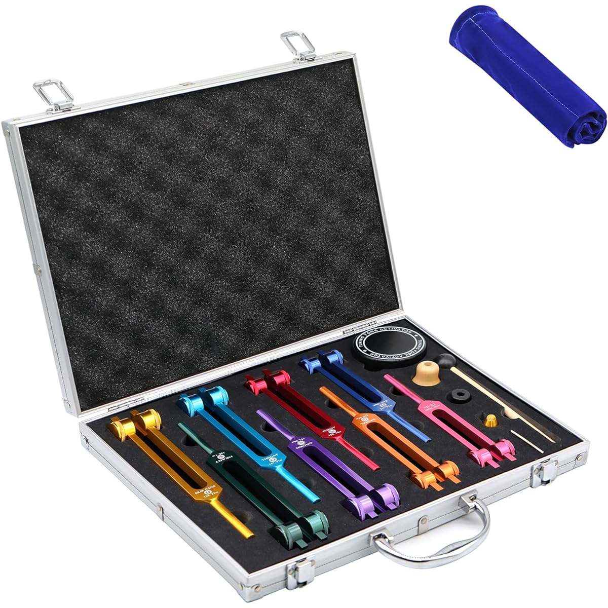 Chakra Tuning Fork Set Upgraded Weighted Tuning Fork Healing Chakra Set Sound Healing Instrument Kit with Tuning Fork Activator for Chakra Healing Therapy DNA Healing Yoga Meditation