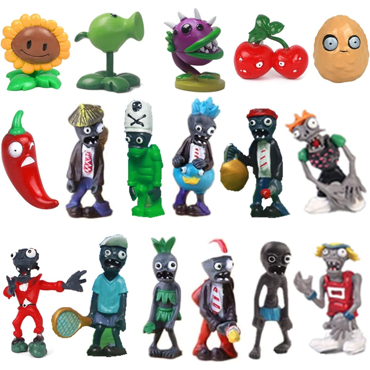 JHESAO 17pcs Plant PVZ Toy Set Figures Zombie Series PVZ Plush PVC Toys, Great Gift for Kids and Fans, Great for Birthday and Party