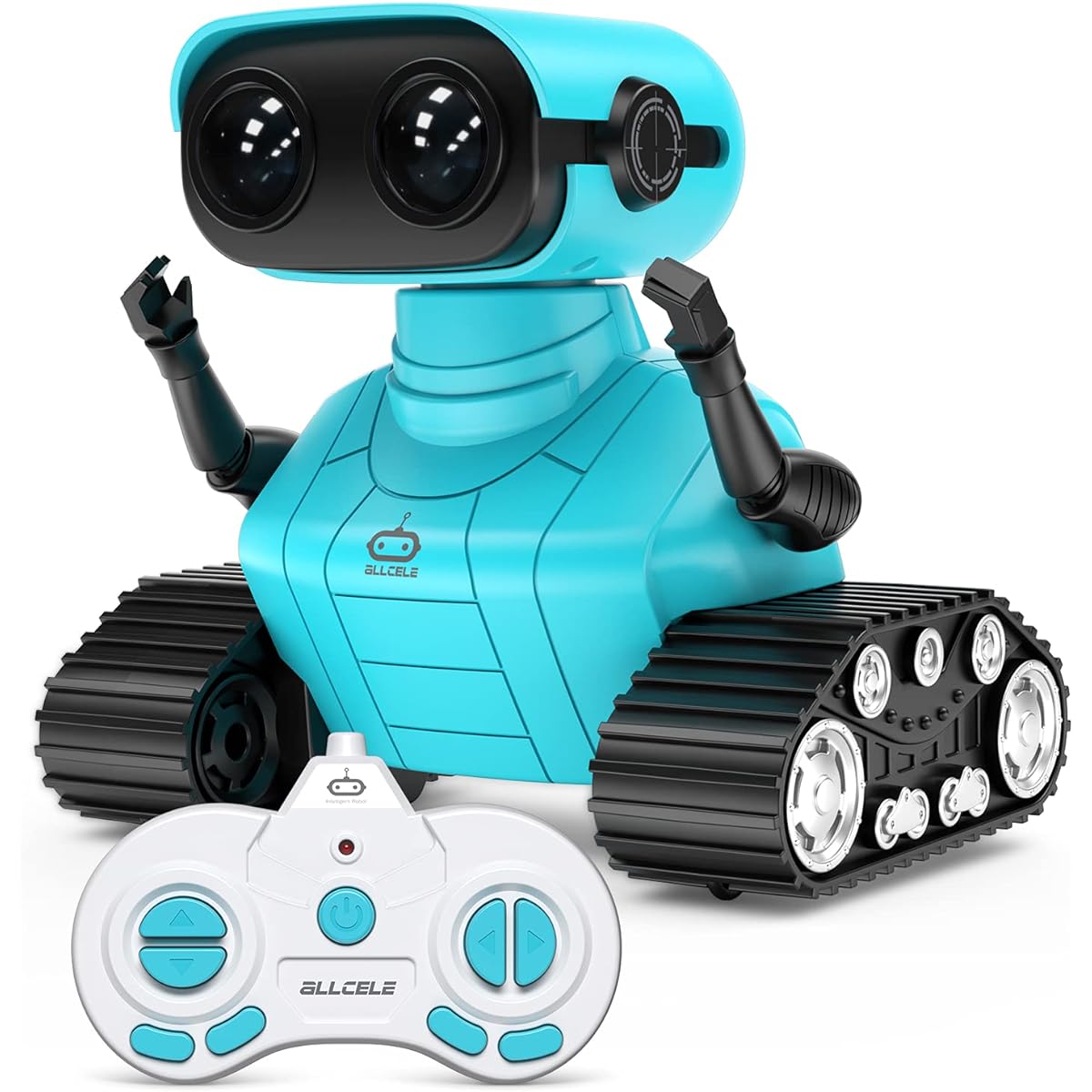 ALLCELE Robot Toy Rechargeable RC Robot for Kids Boys Remote Control Toy with Music and LED Eyes Gift for Kids Ages 3+ - Blue