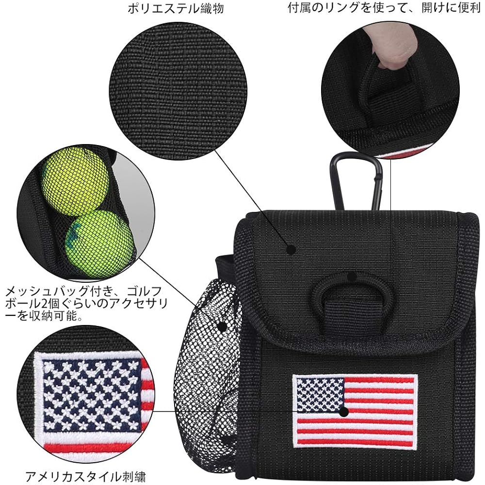 Golf Laser Distance Meter Case, Soft Case, Range Finder Storage Case, Distance Meter Holder, Meter Storage Bag, Ball Storage, Mesh Bag Included, Convenient to Carry, Carabiner Included, Lightweight, Black