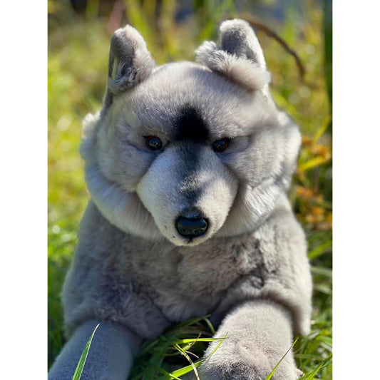 Auswella Plush Grey Wolf Floppy Pose