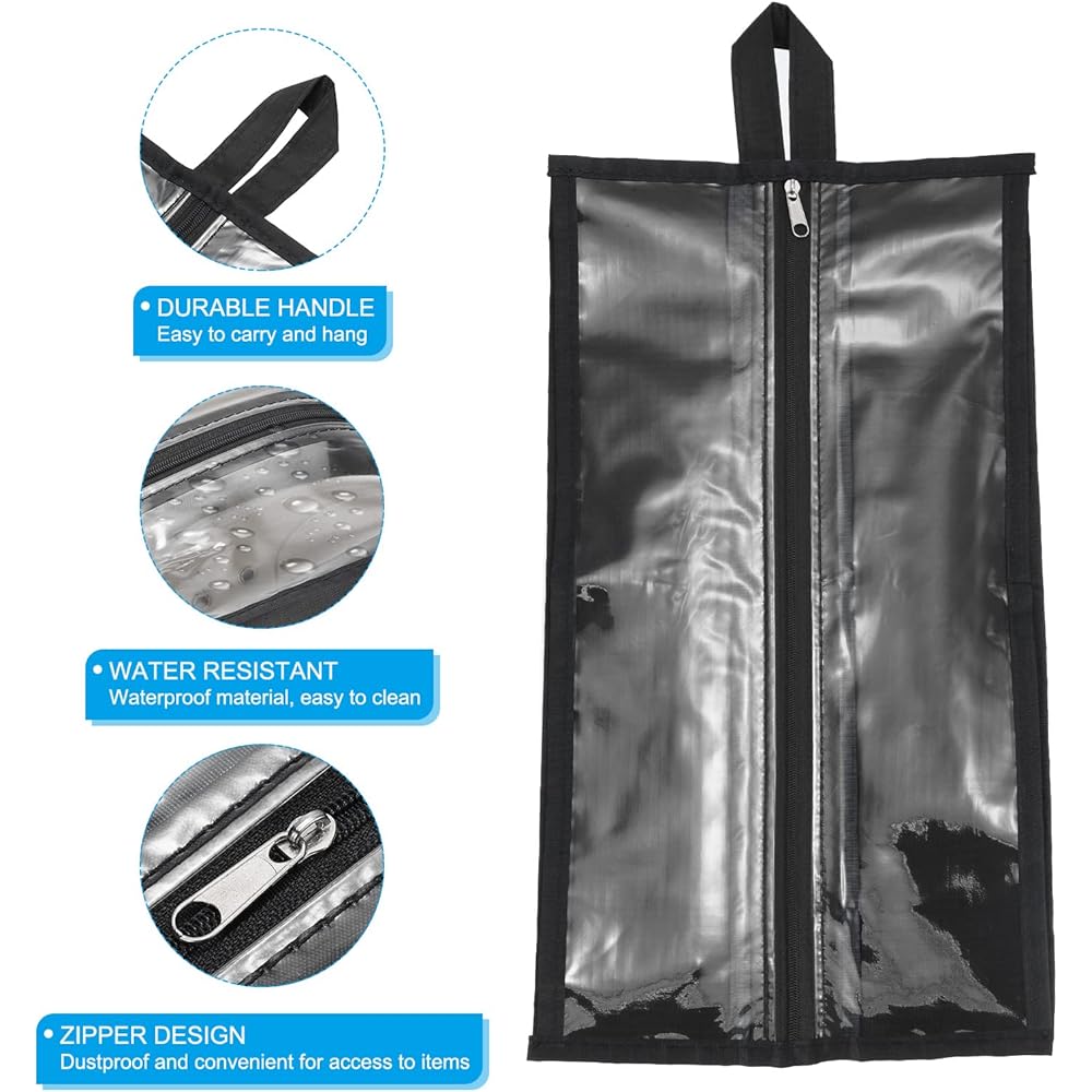PATIKIL Waterproof Shoe Bag 3 Pieces Travel Storage Bag Portable Shoe Organizer with Zipper for Outdoor Travel Black Pink