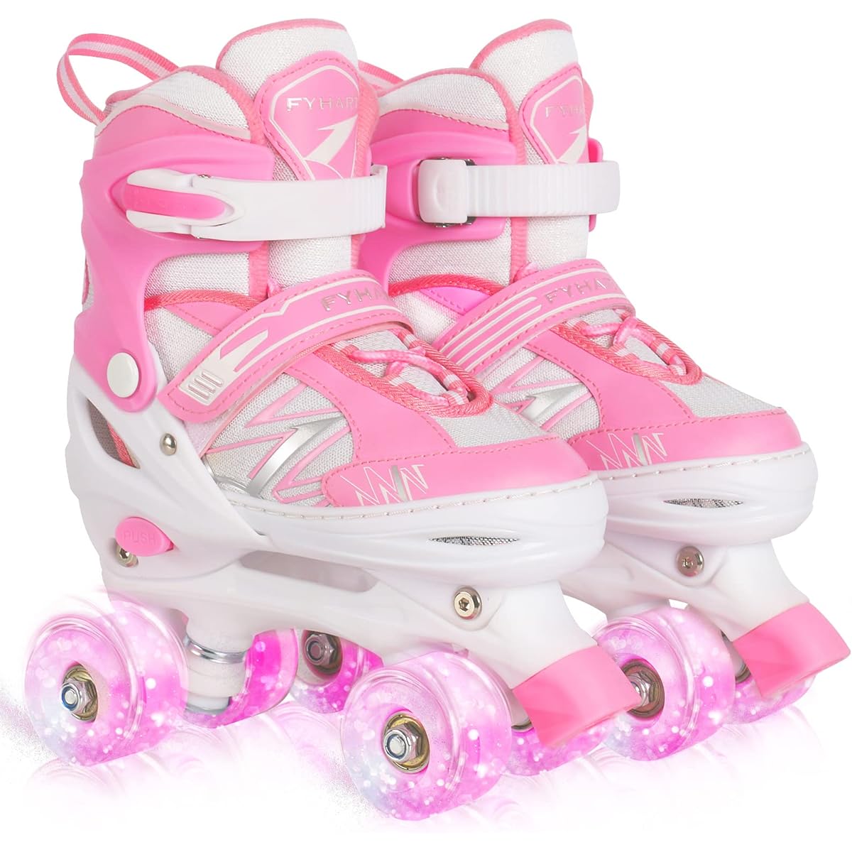 Kids Roller Skates for Girls, Kids Beginners, Toddlers, 4 Sizes, Adjustable Roller Skates with Light Up Wheels, Toddlers, Kids, Roulette