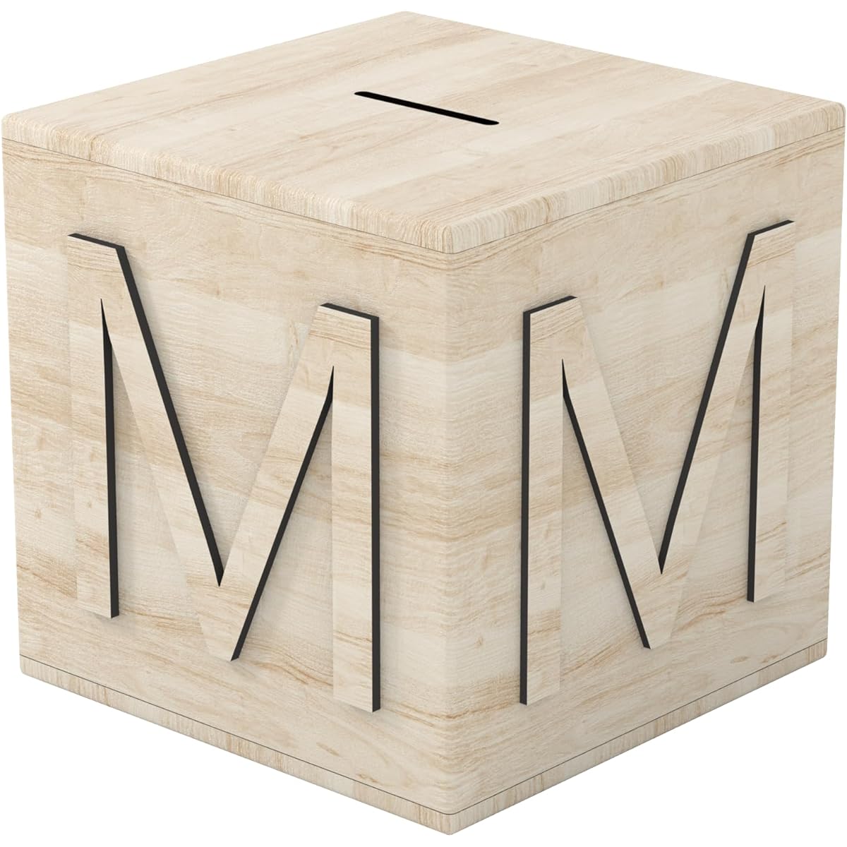 Piggy Bank for Adults | Wooden Piggy Bank to Help Your Budget | Unbreakable Piggy Bank for Adults Needs a Screwdriver to Open | 1 Letter M Piggy Bank, 1 Dinosaur Piggy Bank [Upgrade] (M)