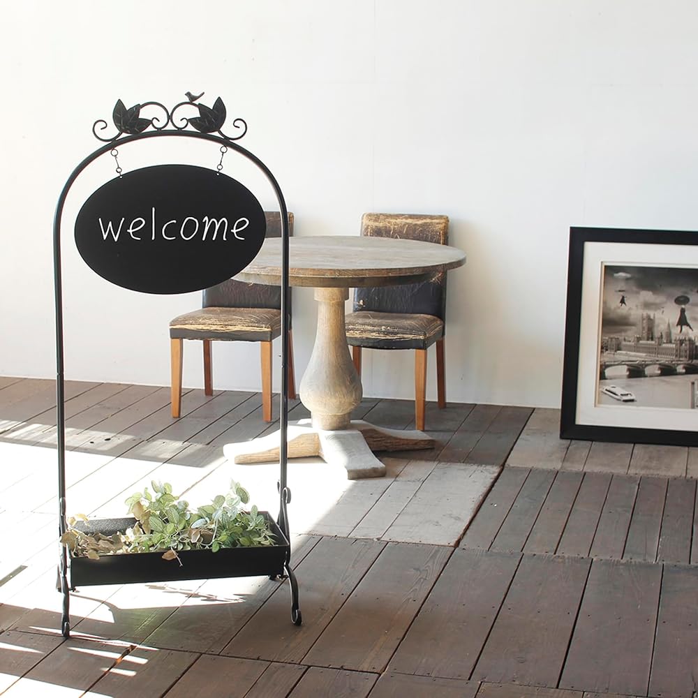 SPICE OF LIFE Iron Stand with Garden Tray Sign Board Black Width 60cm Depth 41cm Height 138cm ACDT5030