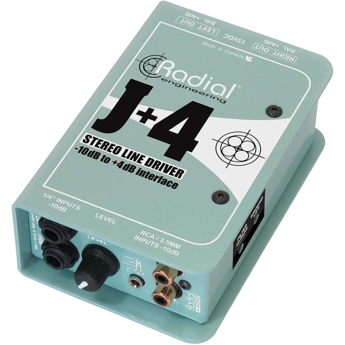Radial J+4 Unbalanced -10dB to Balanced +4dB Stereo Converter [Officially Imported from Japan]