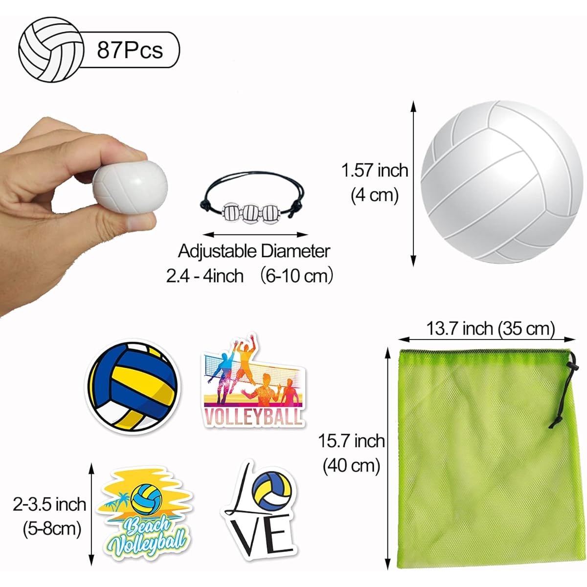 24pcs Mini Volleyballs White Volleyballs Stress Balls Small Volleyballs with Drawstring Mesh Bag