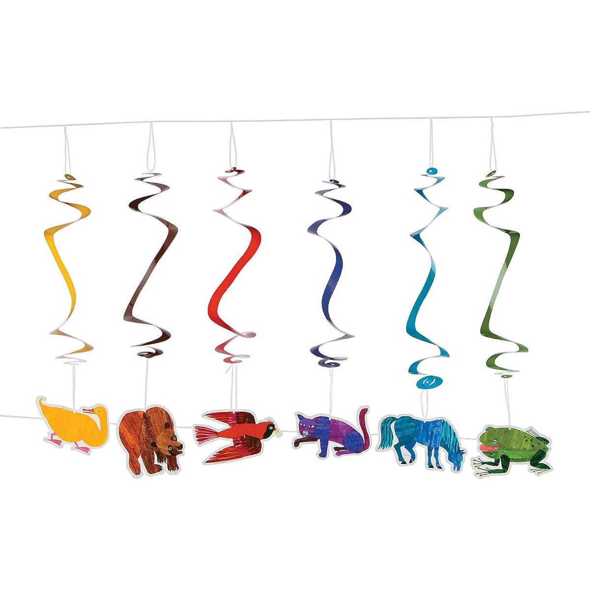 Fun Express - Brown Bear Swinging Swirls for Birthdays - Party Decorations - Hanging Decorations - Spirals & Swirls - Birthday - 12 Pieces