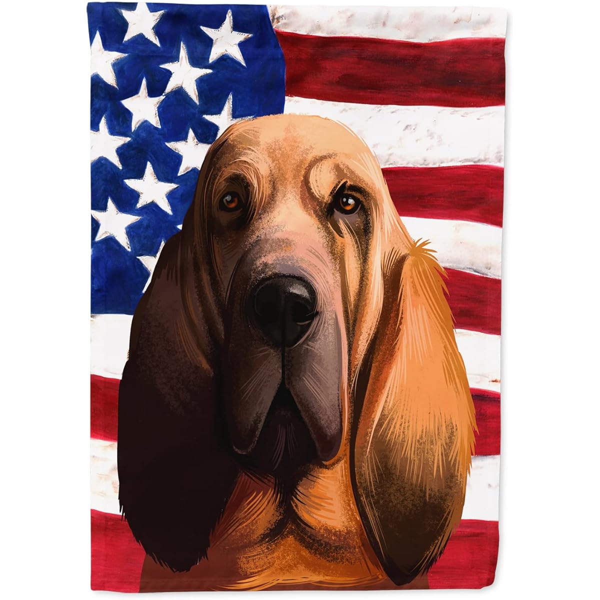 Bloodhound Dog American Flag Canvas House Size Flag