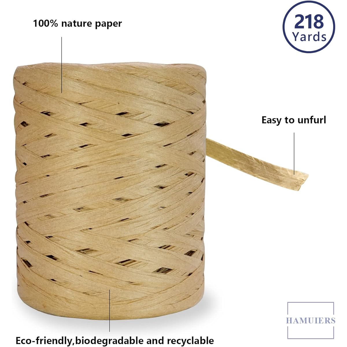 HAMUIERS Raffia Paper Ribbon 218 Yards