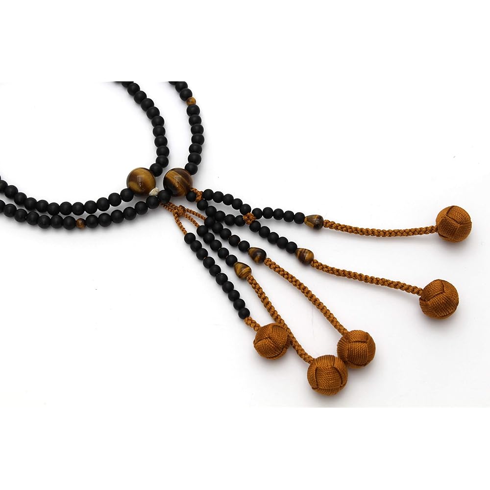 Soka Gakkai Prayer Beads Natural Solid Ebony Tiger Eye Stone Luxury Tassel Unisex SGI