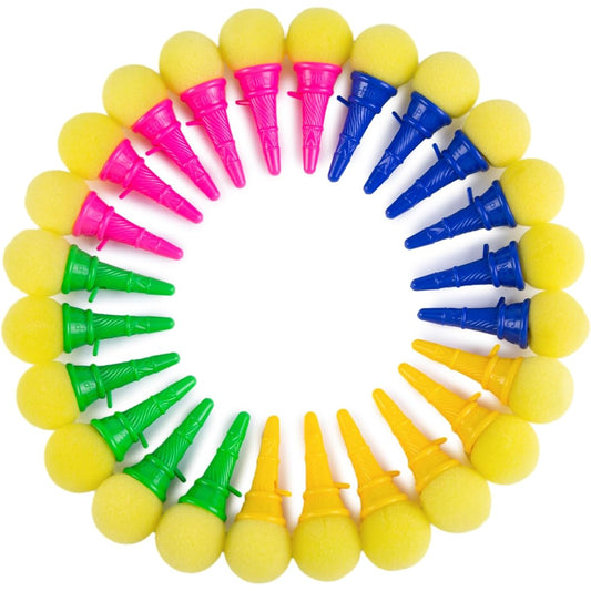 AMOR PRESENT Ice Cream Shooters Toy, 24pcs Ice Cream Cone Foam Ball Launcher 4" Ice Cream Shooting Toys Kids Birthday Party Favors