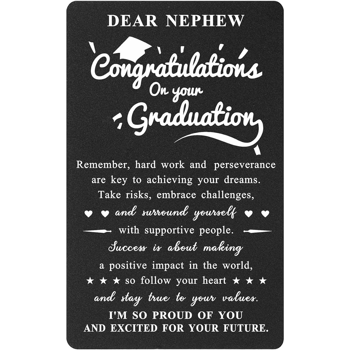 BAZLJY Nephew Graduation Cards, 2023 Graduation Gifts for Nephew, Metal Engraved Graduation Cards for Nephew, High School College Nephew Graduation Gift Ideas