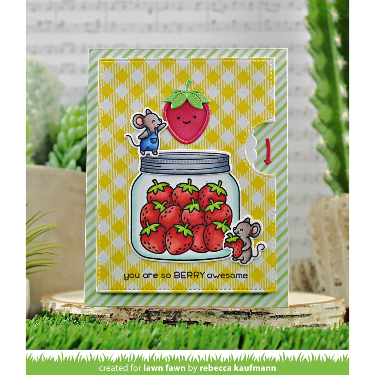 Lawn Fawn Strawberry Reveal Wheel Add-On Dice & Strawberry Reveal Wheel Template (LF2820, LF2817) Plus (1) 3-Piece Die/Stamp Storage Pocket Set