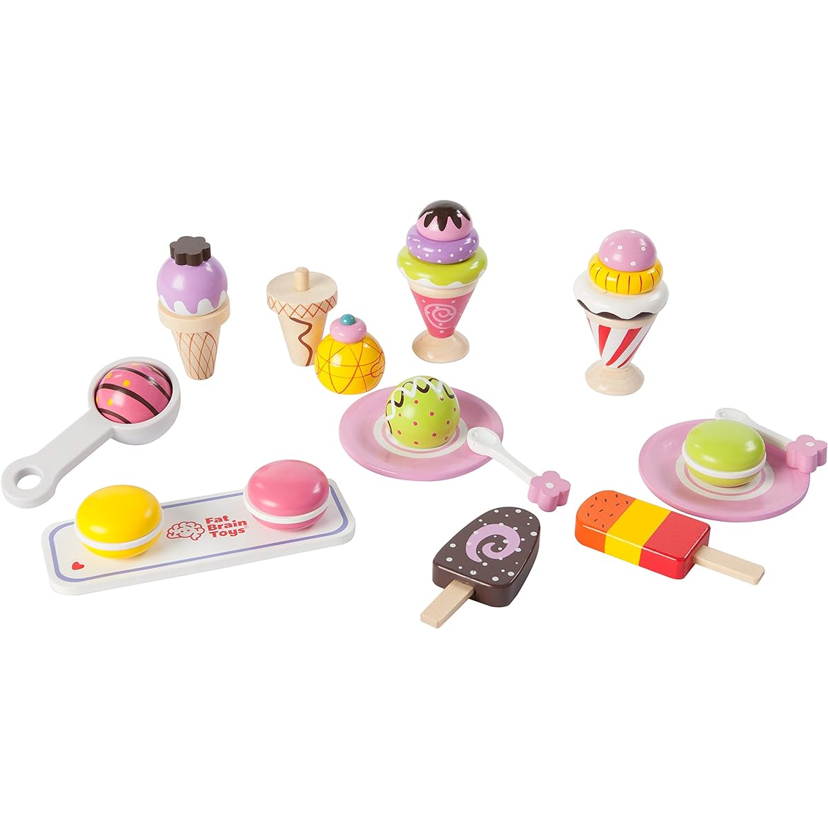 Fat Brain Toys We All Scream for Ice Cream 25 Piece Set - Wooden Pretend Play Set 3+