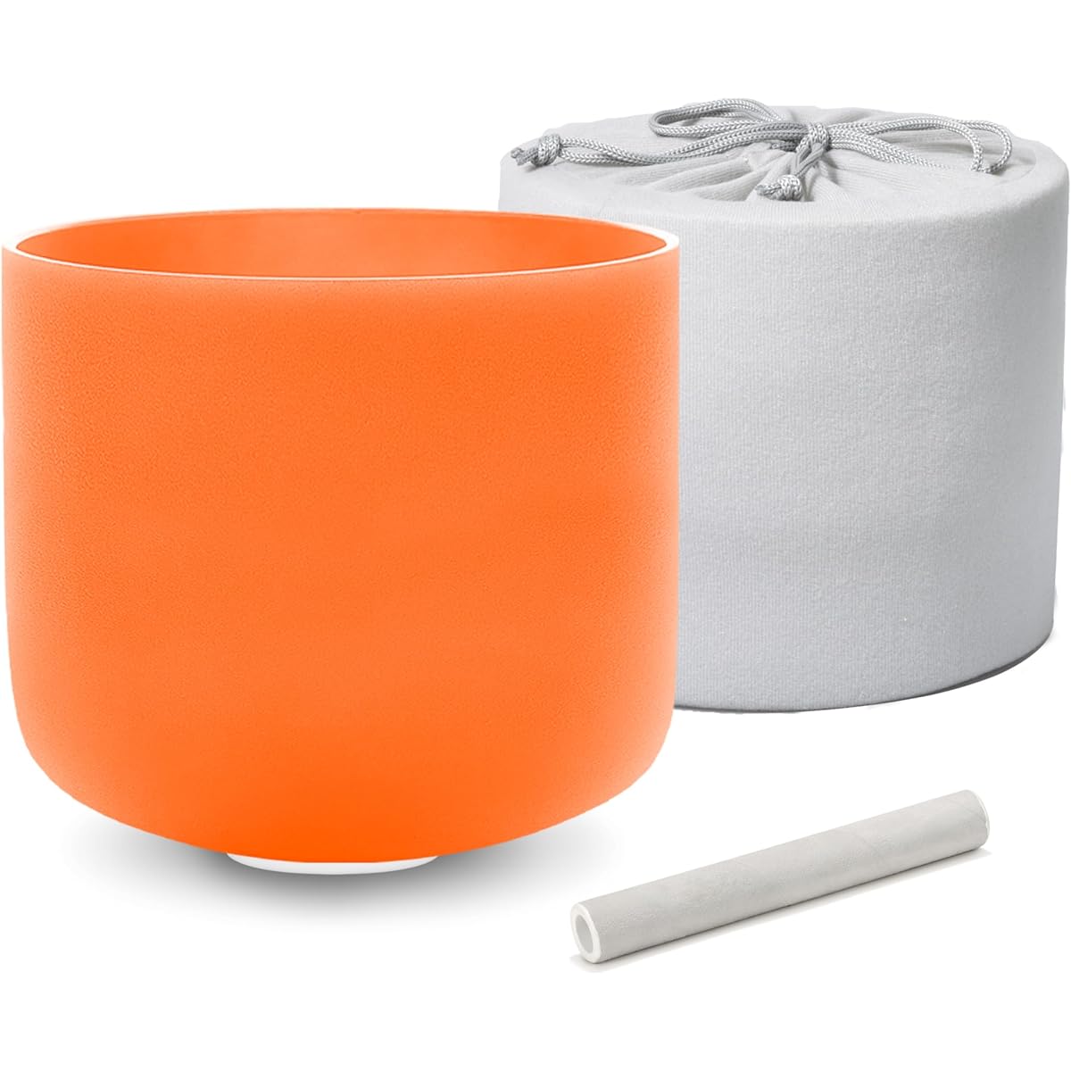 ALIOTH Orange D Note Crystal Singing Bowl Chakra 7 Inch with Carry Case Bag and Singing Bowl Mallet and O-Ring