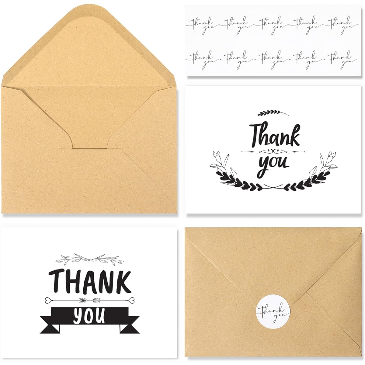 NESCCI Thank You Cards with Envelopes, 60 Sheets, 4x6 Inches, Minimal Design, Wedding, Bridal Shower, Business, Baby Shower, Small Business, Funeral, Graduation (Blue)