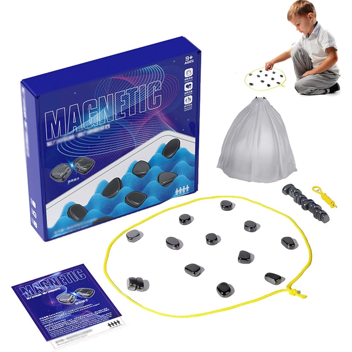 Magnetic Chess Game Multiplayer Magnetic Board Game Fun Tabletop Magnetic Game Educational Checkers Game Portable Chess Board Party Supplies Rope Style