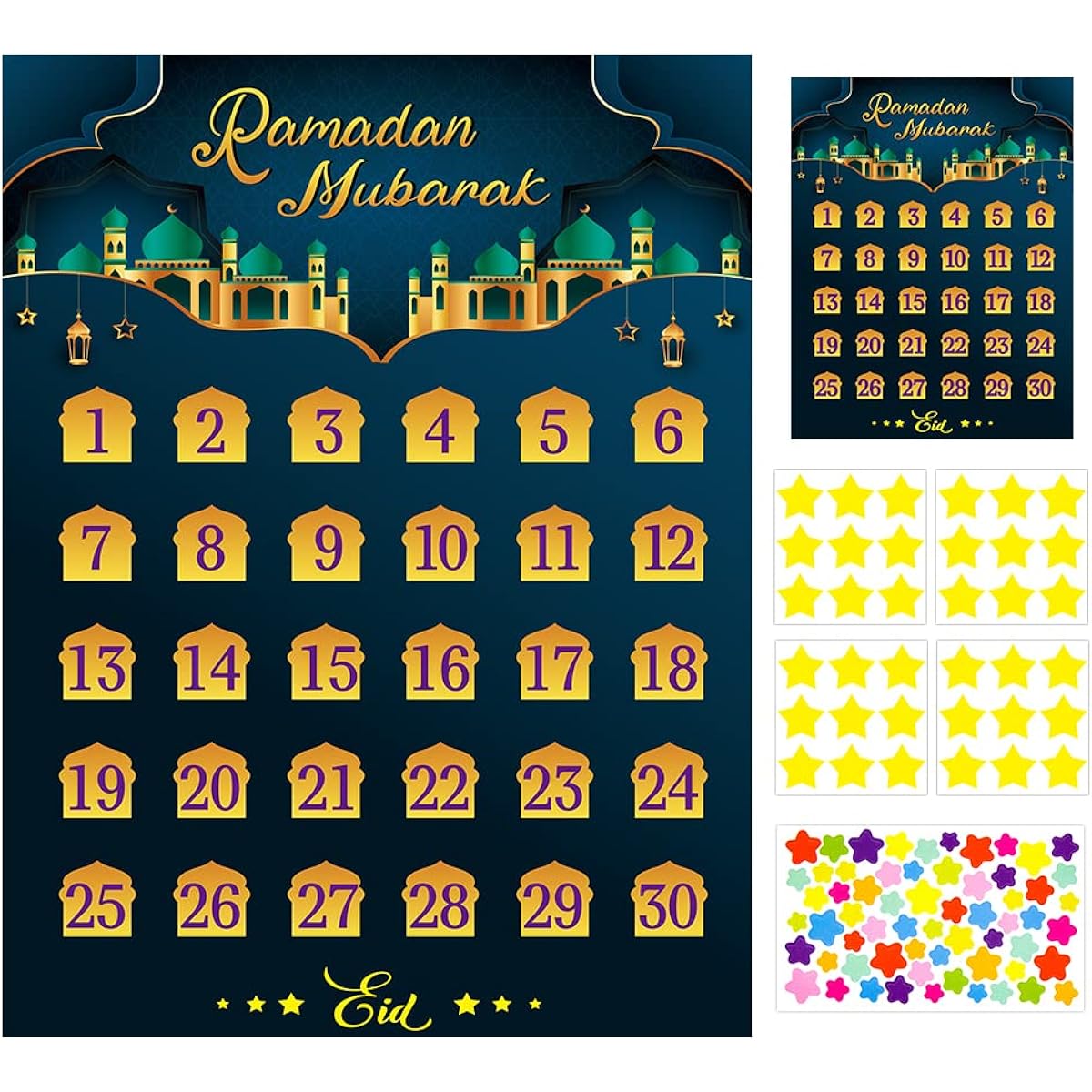 WhatSign Ramadan Calendar Eid Mubarak Countdown Poster