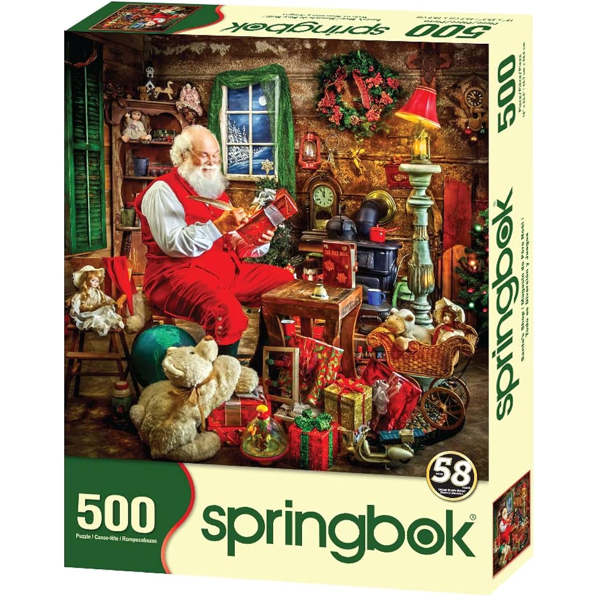 Springbok 500 Piece Jigsaw Puzzle Santa's Shop Made in the USA