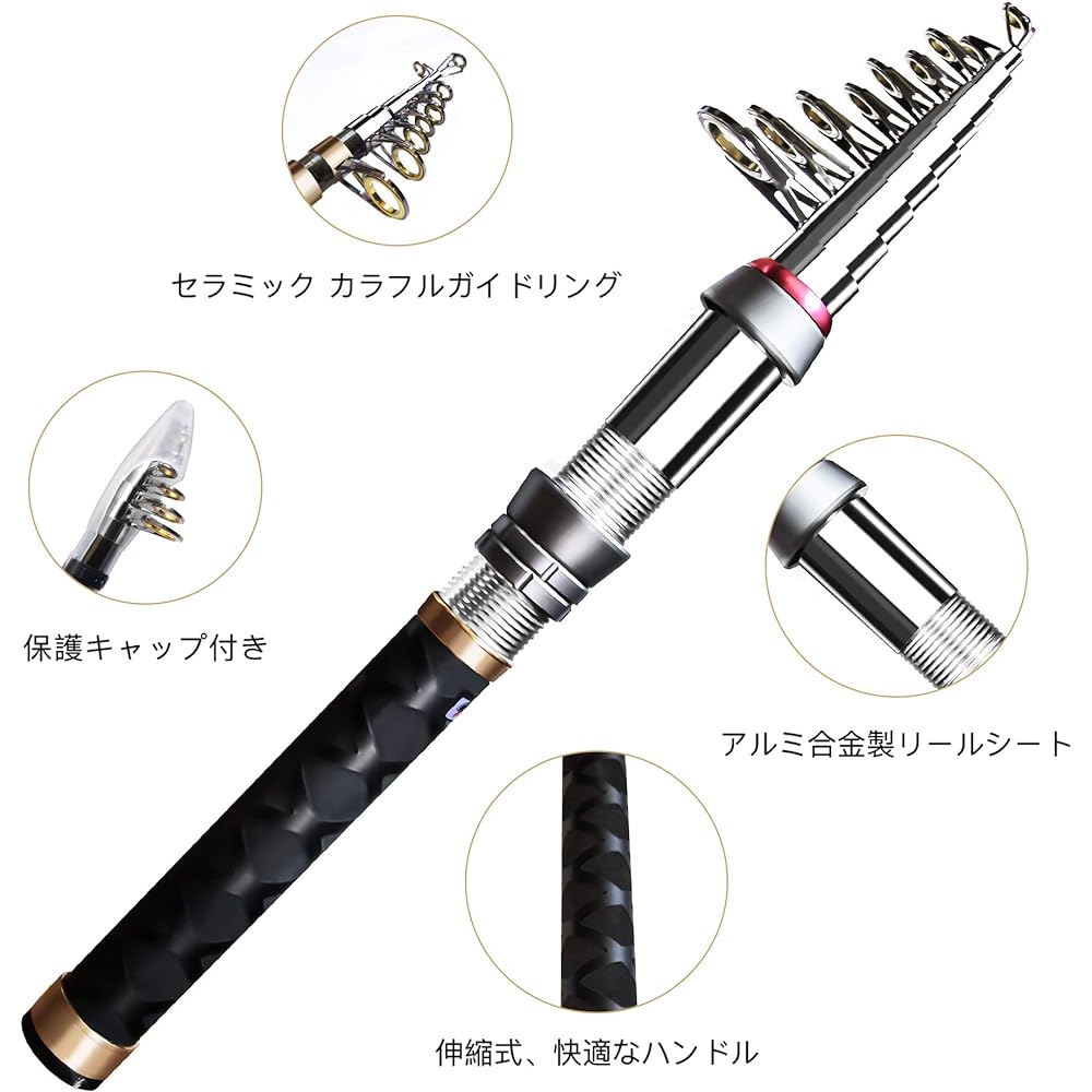 Sugarman Fishing Set, Fishing Rod, 2.1M Carbon Telescopic Fishing Rod, Spinning Reel, Fishing Bait, Fishing Line Included, For Beginners, Fishing Rod Set, Storage Bag and Japanese Instruction Manual Included, Sea Fishing, River Fishing, Hole Fishing, Roc