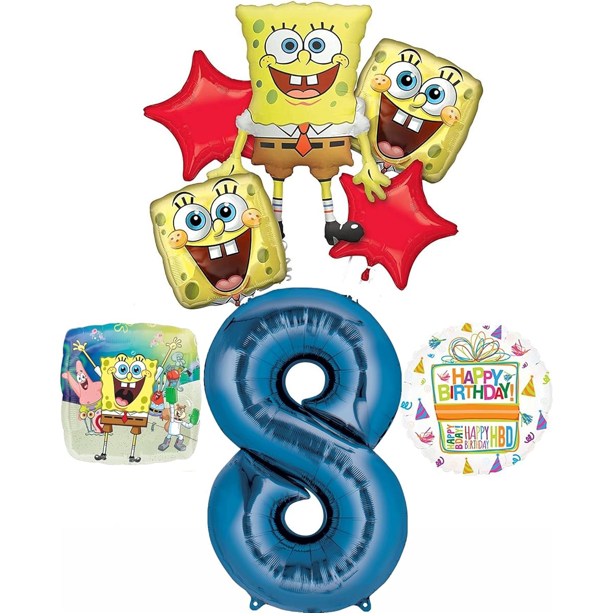 Mayflower Products Spongebob Squarepants 8th Birthday Party Supplies Balloon Bouquet Decorations