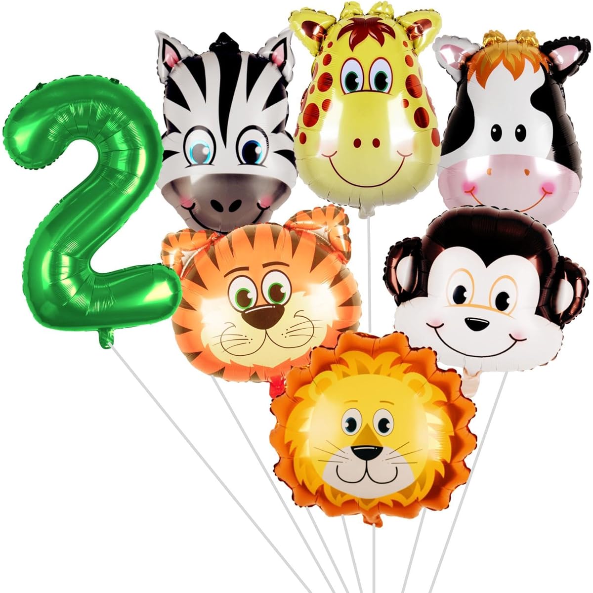 Animal Balloons Safari Birthday Decorations | Foil Helium 21-24 Inch Woodland Creatures 2nd Birthday Decorations for Boys Wild Animal Zoo Jungle Theme Birthday Party Supplies Favors