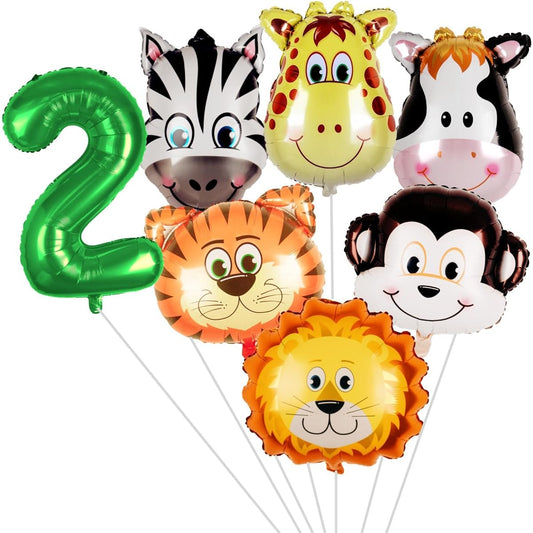 Animal Balloons Safari Birthday Decorations | Foil Helium 21-24 Inch Woodland Creatures 2nd Birthday Decorations for Boys Wild Animal Zoo Jungle Theme Birthday Party Supplies Favors